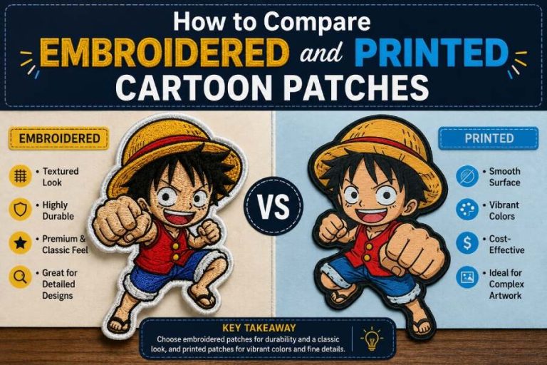 Compare Embroidered and Printed Cartoon Patches